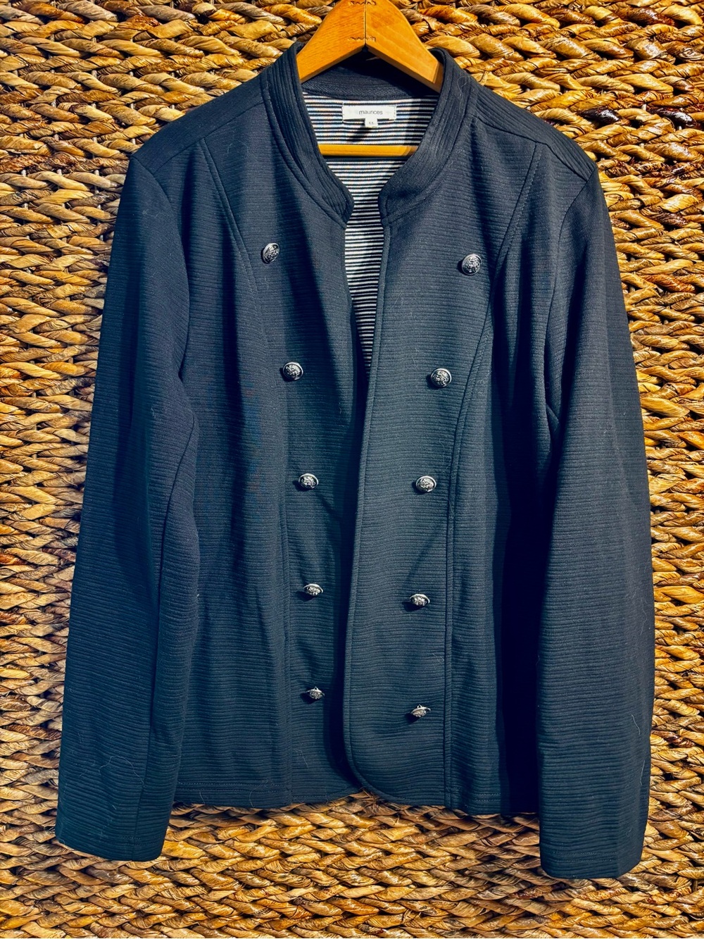 Maurices Black Double-Breasted Military-Style Jacket